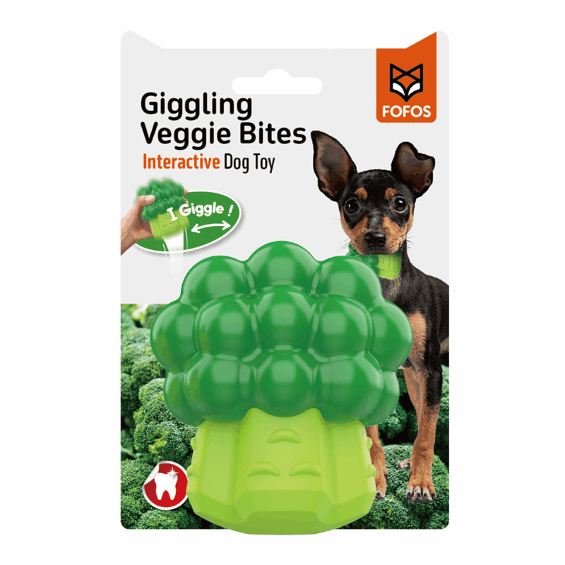 FOFOS Broccoli Giggling Vegi-Bites Dog Toy