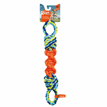 FOFOS Flossy Rope Tug Orange/Blue Dog Toy