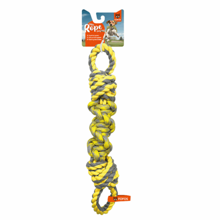 FOFOS Flossy Rope Tug Yellow/Green Dog Toy