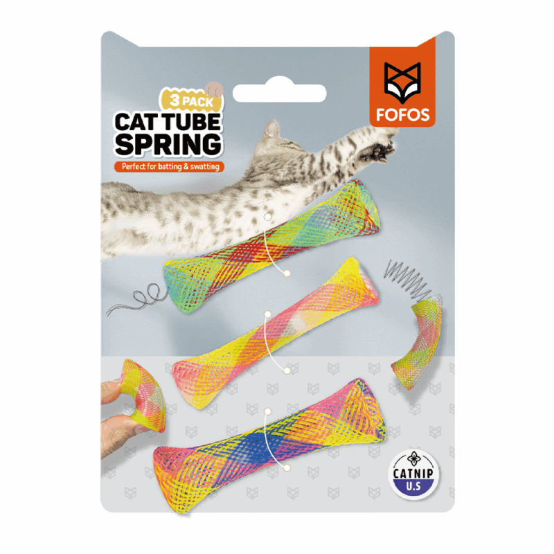 FOFOS Spring Tube Cat Toy 3pk