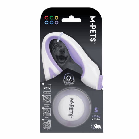 M-PETS Flash Retractable Leash White & Purple S