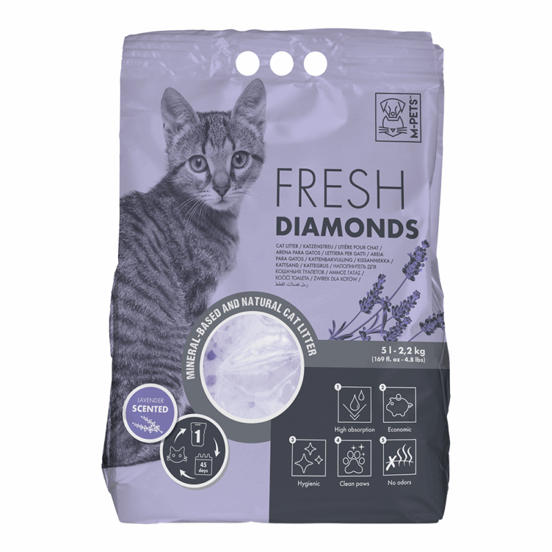 M-PETS Fresh Diamonds Silica Gel Cat Litter Lavender Scented 5L