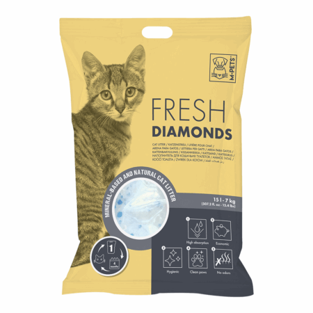 M-PETS Fresh Diamonds Silica Gel Cat Litter Non Scented 15L