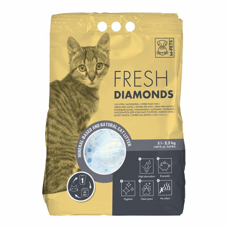 M-PETS Fresh Diamonds Silica Gel Cat Litter Non Scented 5L