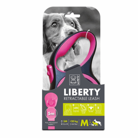 M-PETS Liberty Dog Retractable Leash Pink M