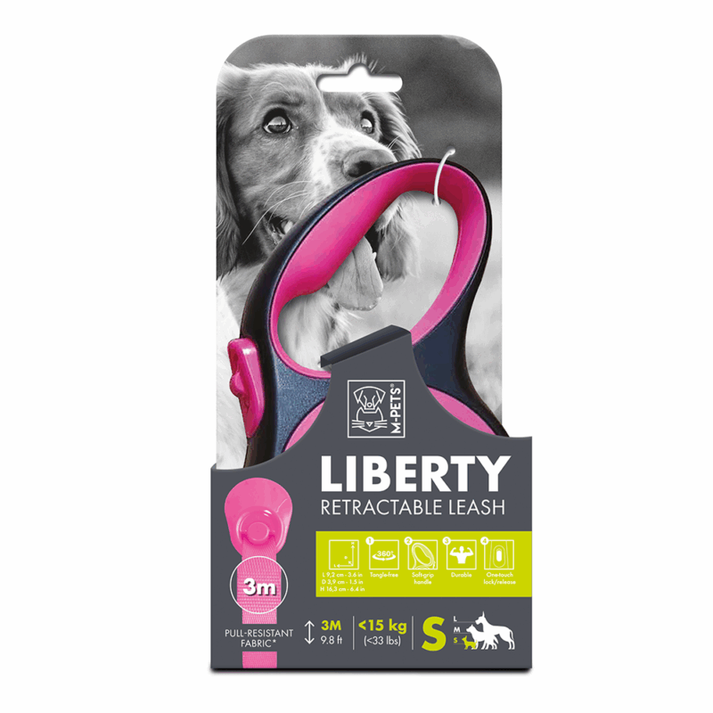 M-PETS Liberty Dog Retractable Leash Pink S
